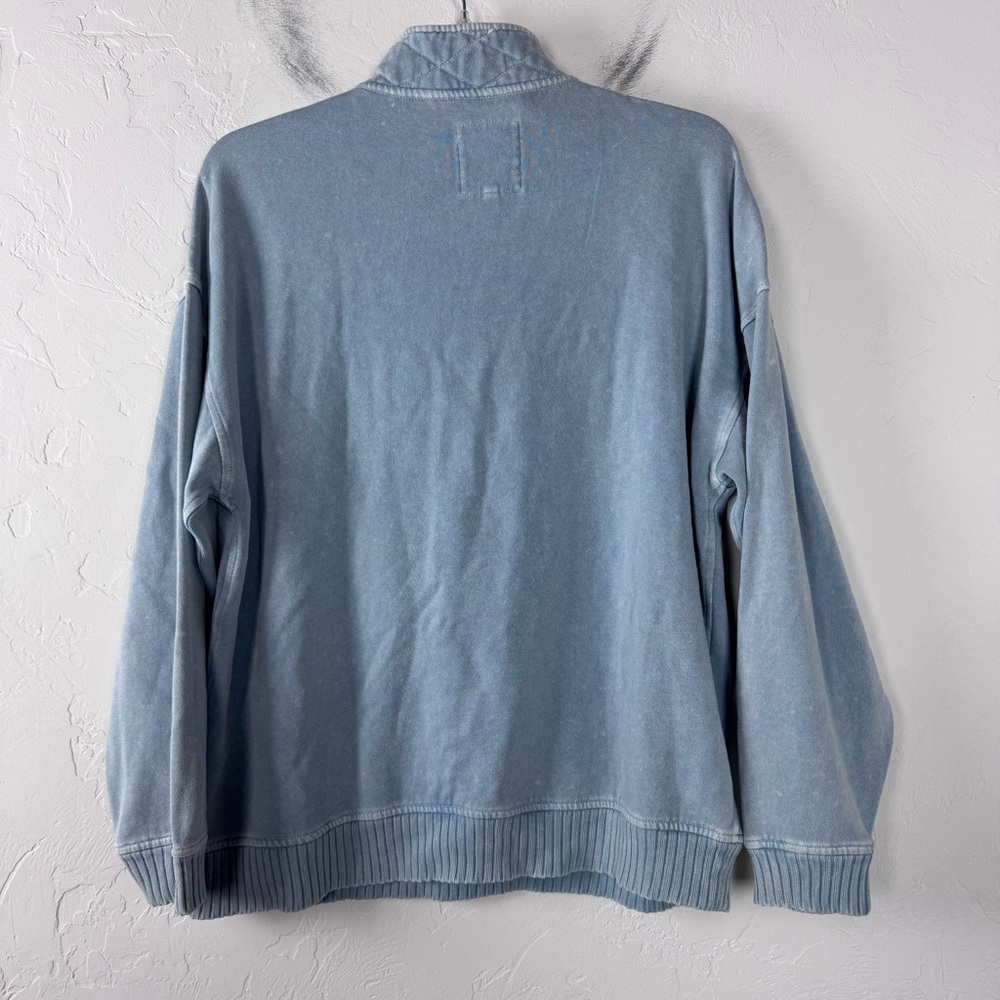 Aerie Oh Snap Sweatshirt Sweater Pullover Knit Top Henley Cloud Wash Blue Fleece - Picture 2 of 8